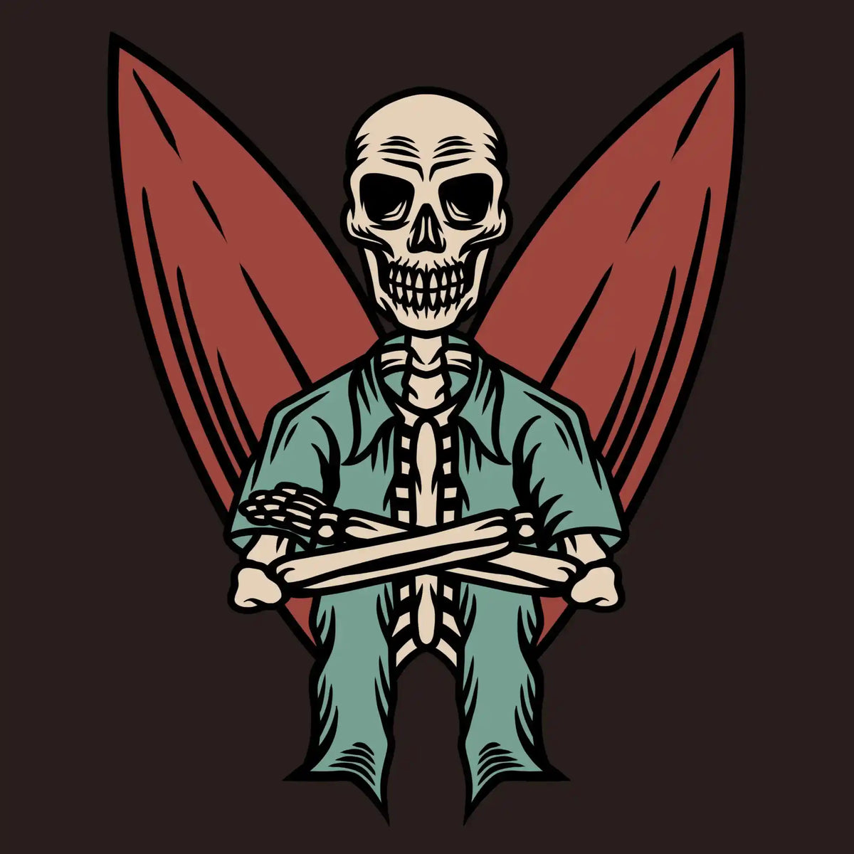 Skeleton With Surfboards DTF Transfer