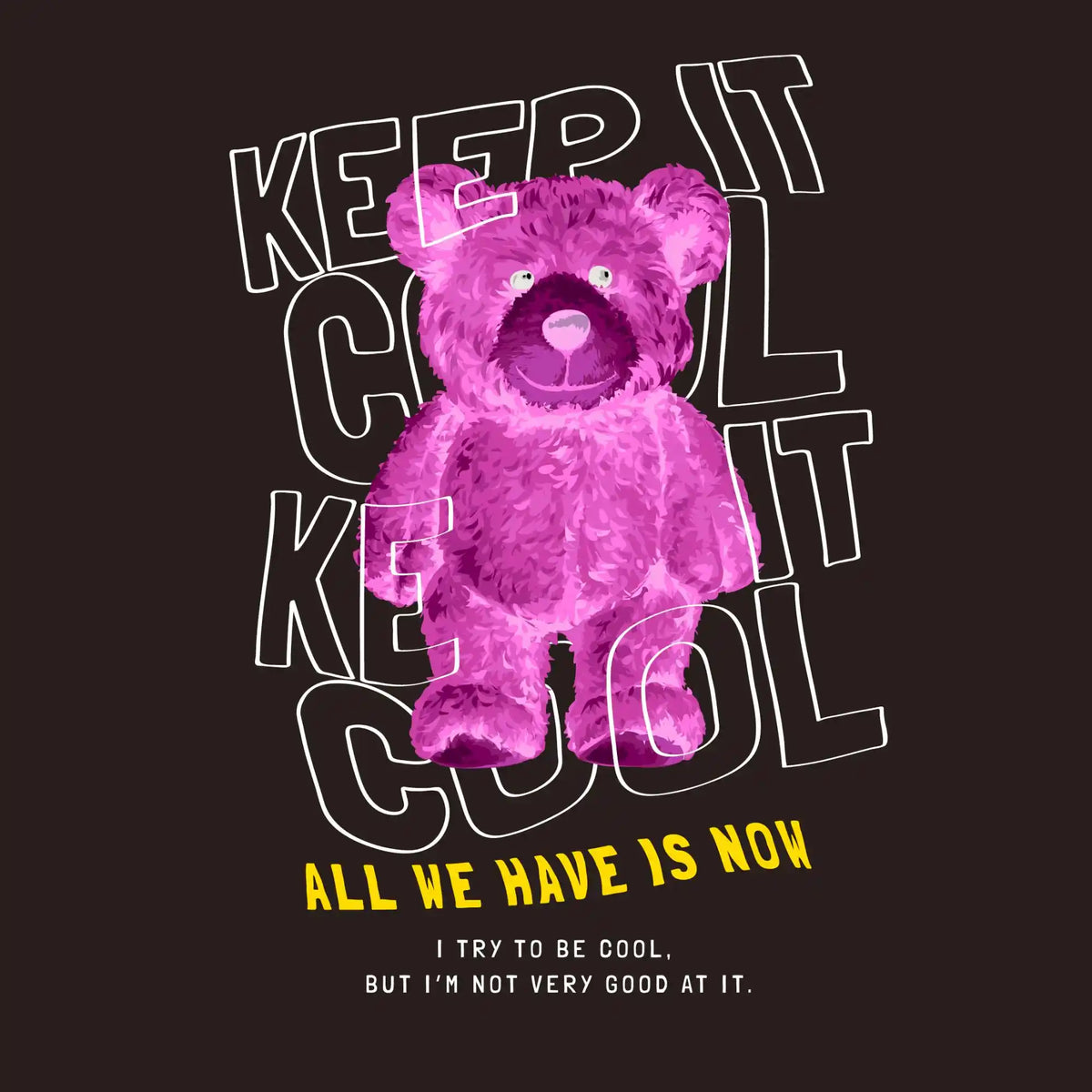 Keep It Cool Pink Teddy Bear DTF Transfer