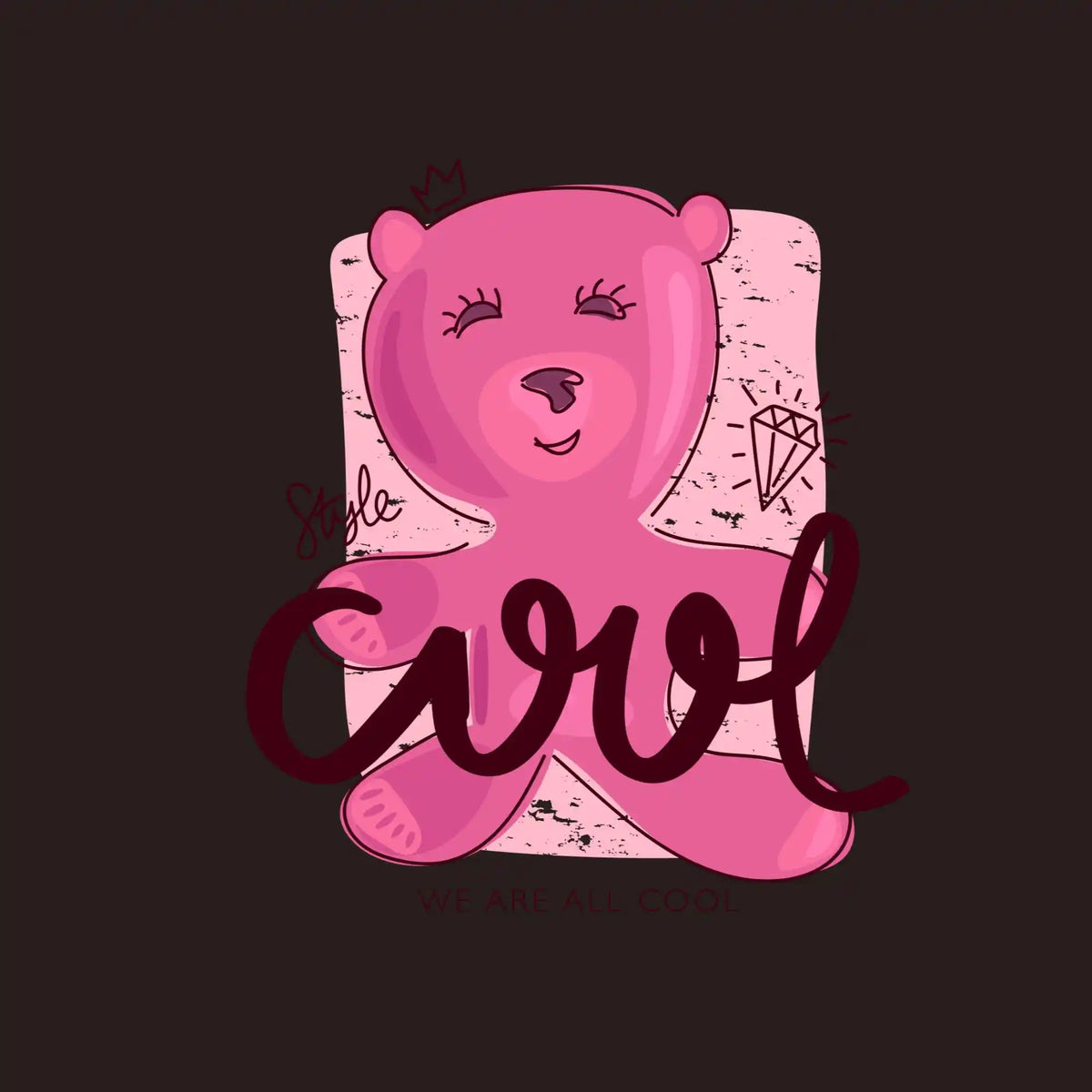Girl Pink Teddy Bear DTF Transfer