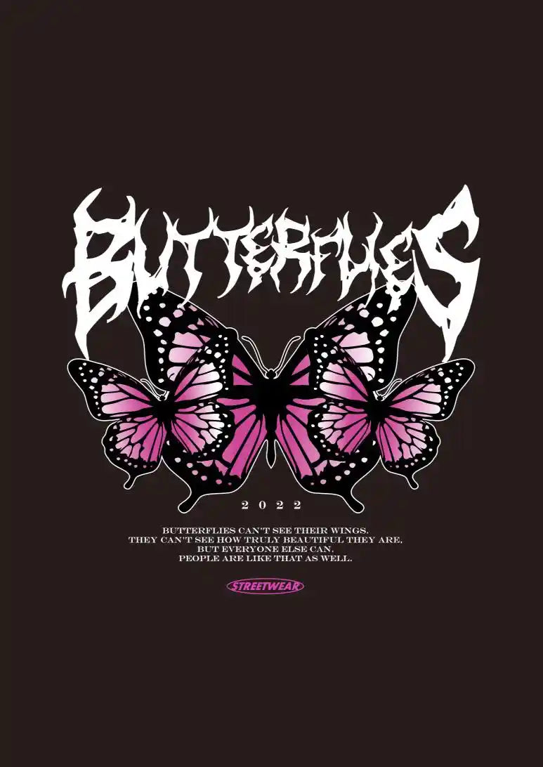 Butterflies Pink Gothic DTF Transfer