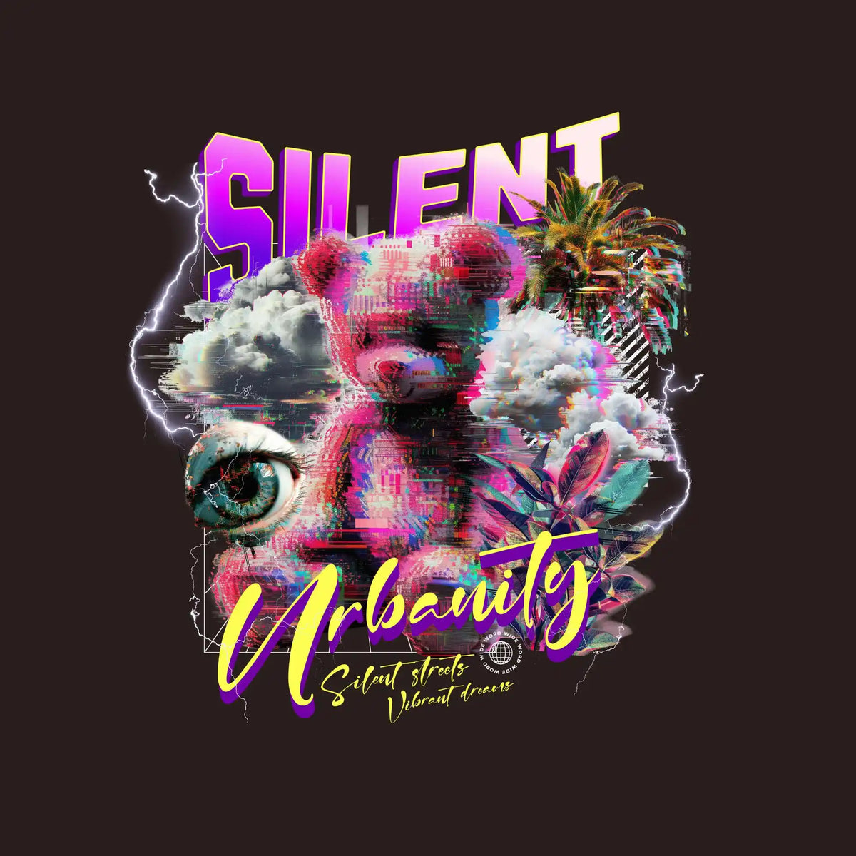 Silent Urbanity Pink Teddy DTF Transfer
