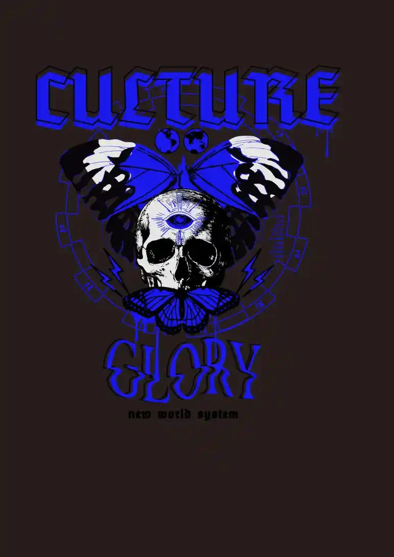 Culture Glory Blue Skull Butterfly DTF Transfer