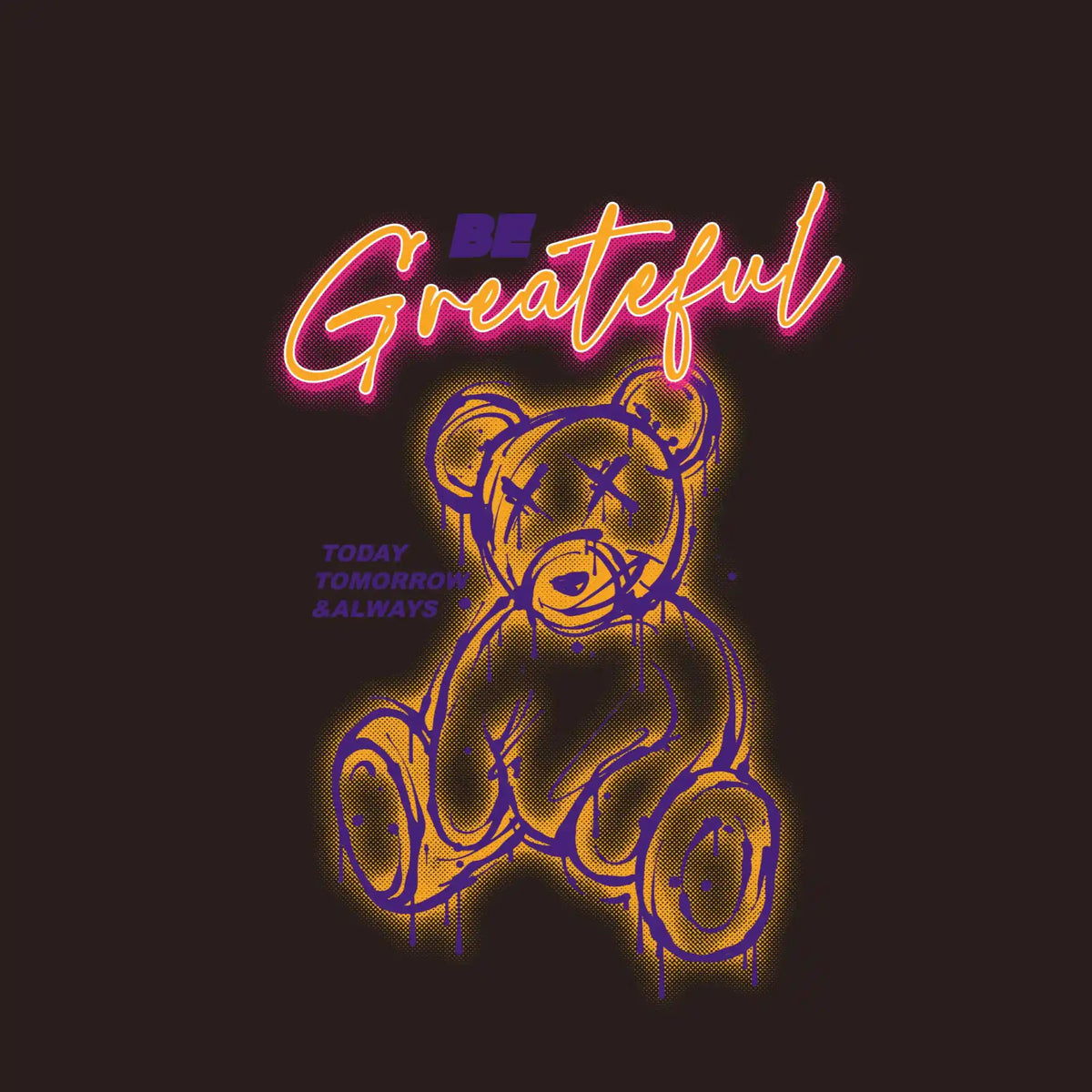 Grateful Neon Teddy Bear DTF Transfer