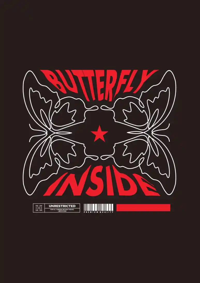 Butterfly Inside Red Outline DTF Transfer