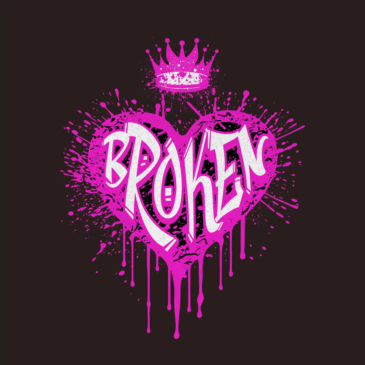Broken Pink Graffiti Heart DTF Transfer