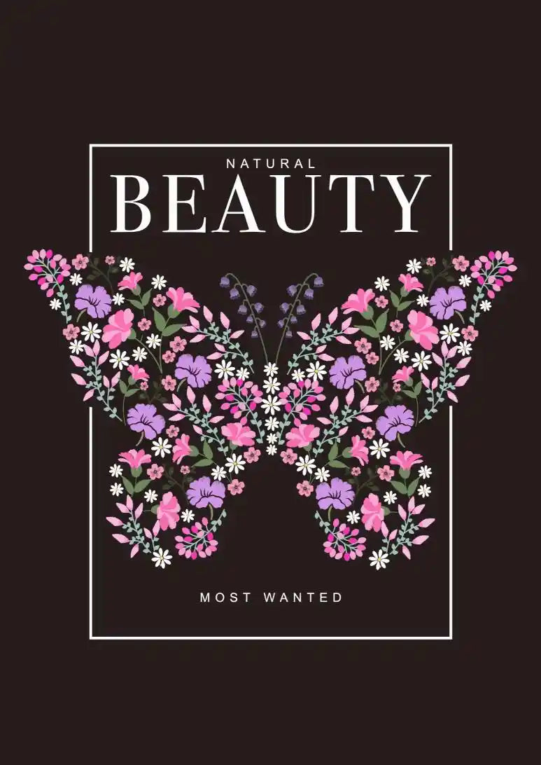 Natural Beauty Floral Butterfly DTF Transfer