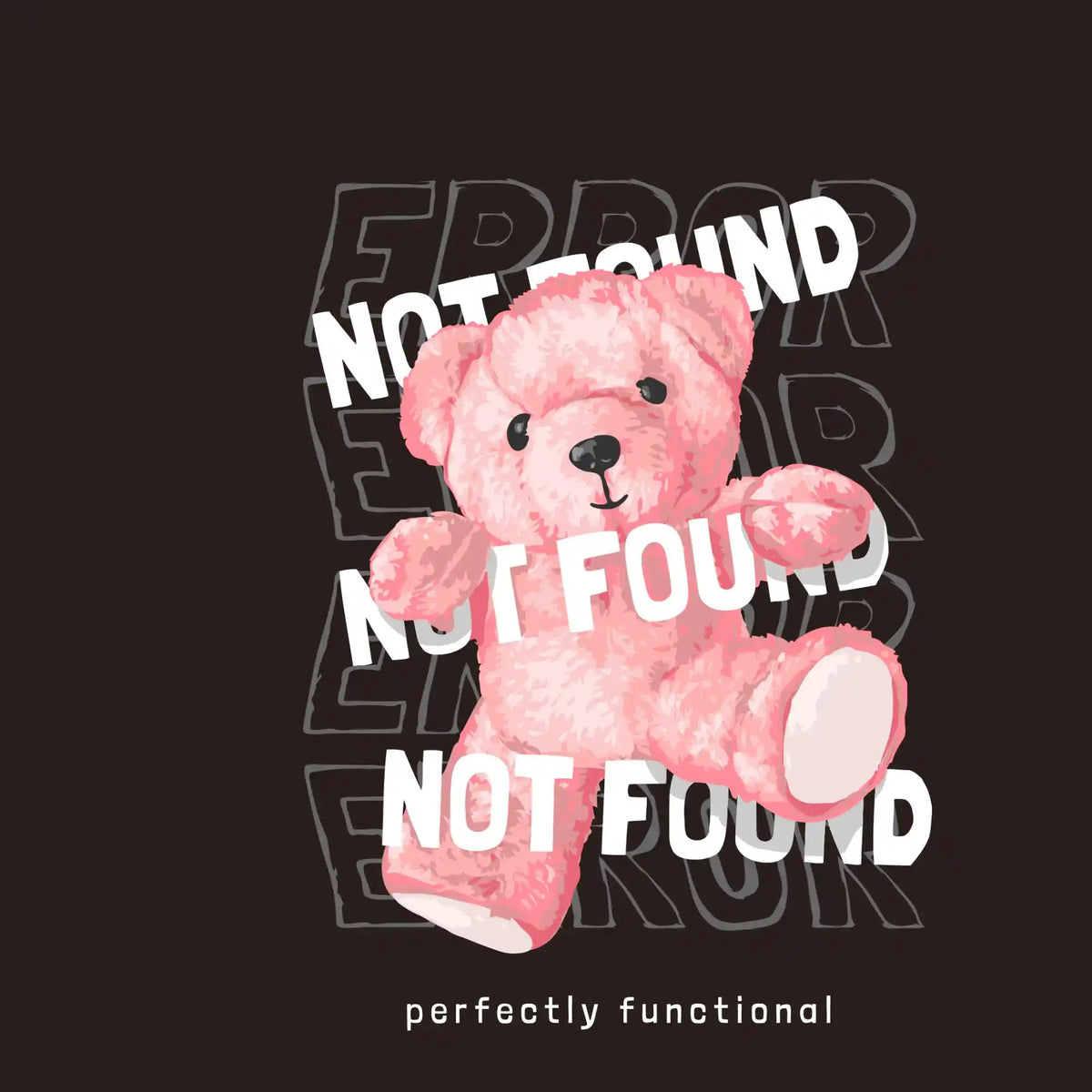 Not Found Pink Teddy Bear DTF Transfer