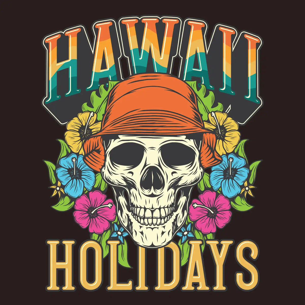 Hawaii Holidays Skull DTF Transfer