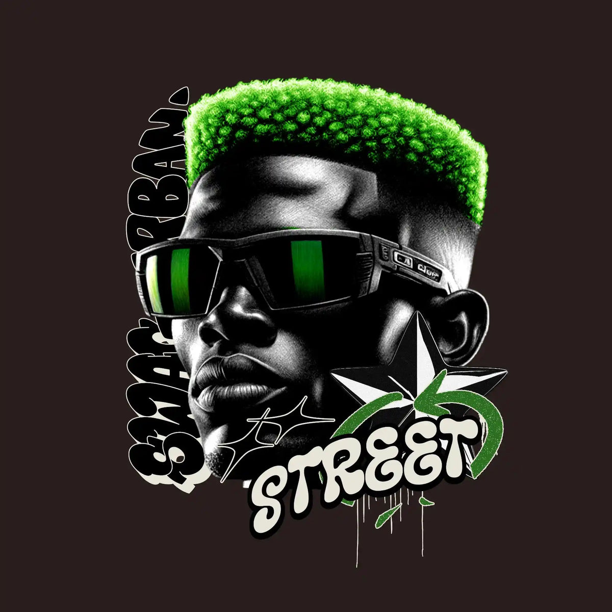 Green Hair Street Character Streetwear DTF Transfer