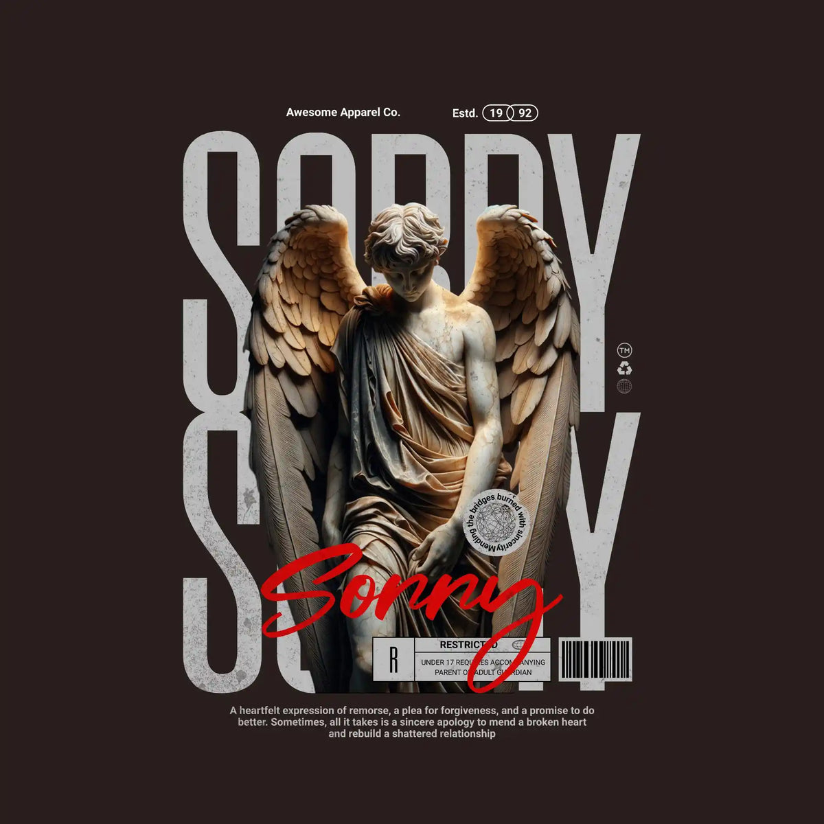 Sorry Weeping Angel Statue DTF Transfer