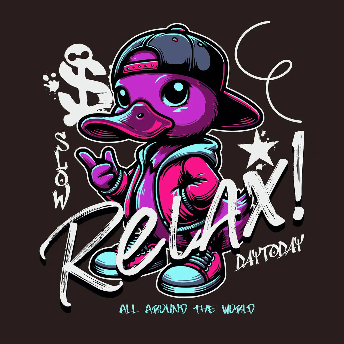 Relax Graffiti Rubber Duck DTF Transfer