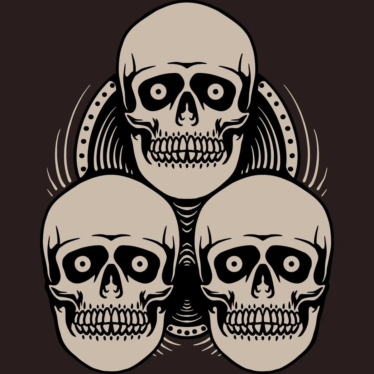 Three Skulls Traditional Tattoo DTF Transfer