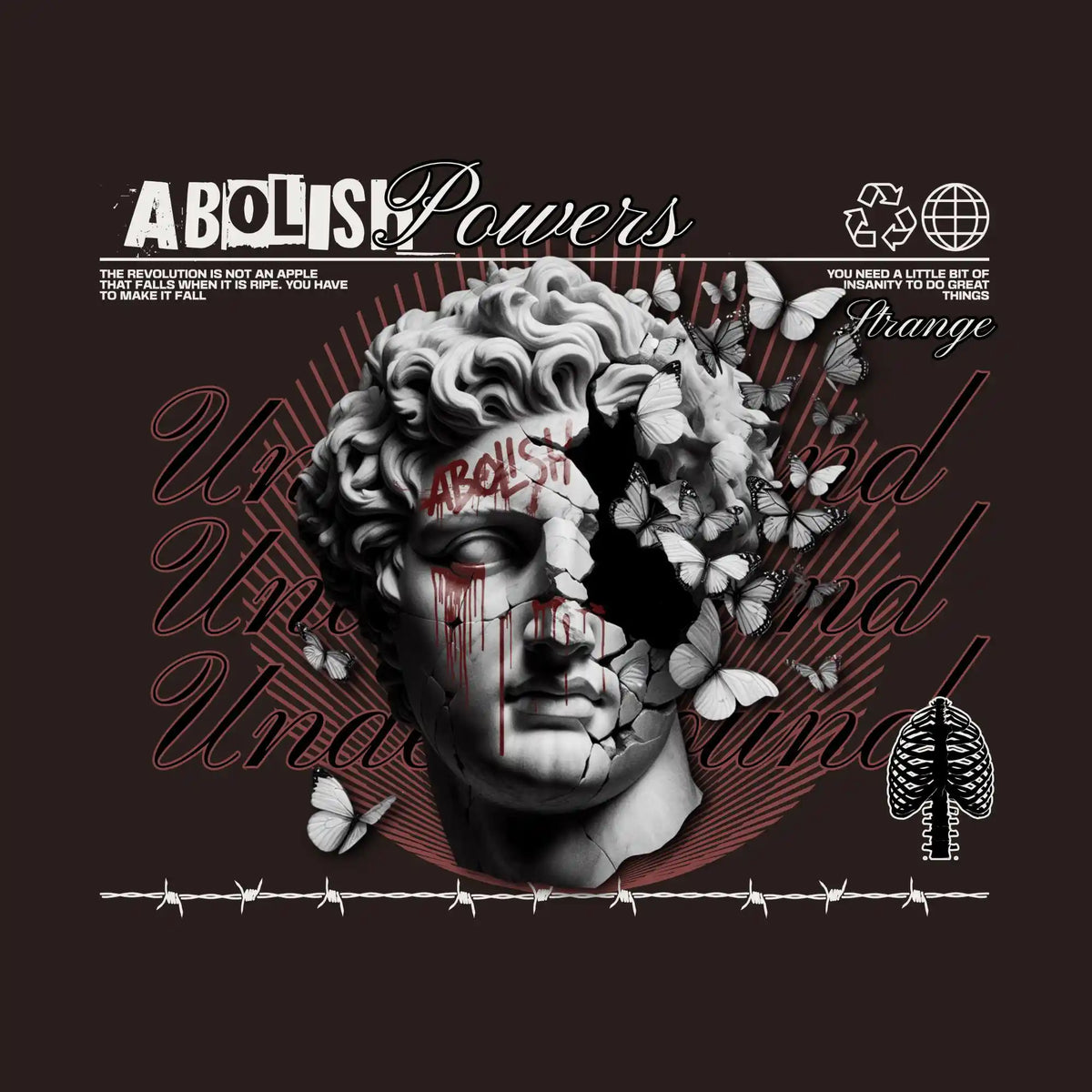 Abolish Powers Cracked Statue Streetwear DTF Transfer